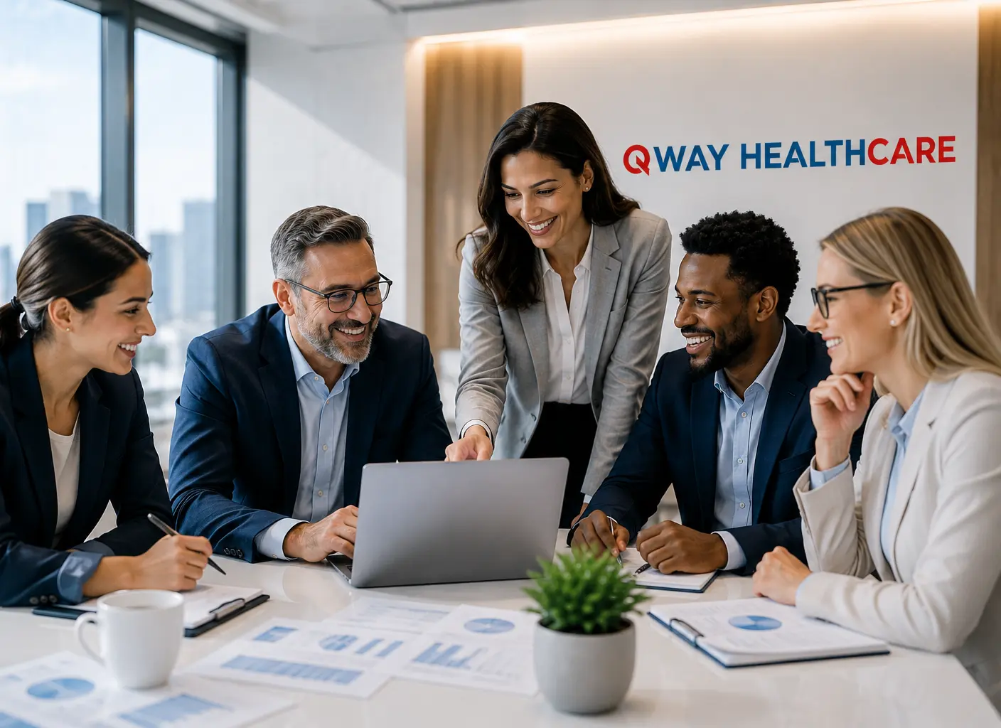 Illustration of QWay Healthcare's clinical and revenue cycle team