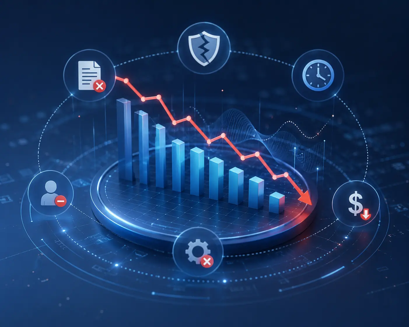Illustration of a dashboard monitor displaying revenue analytics