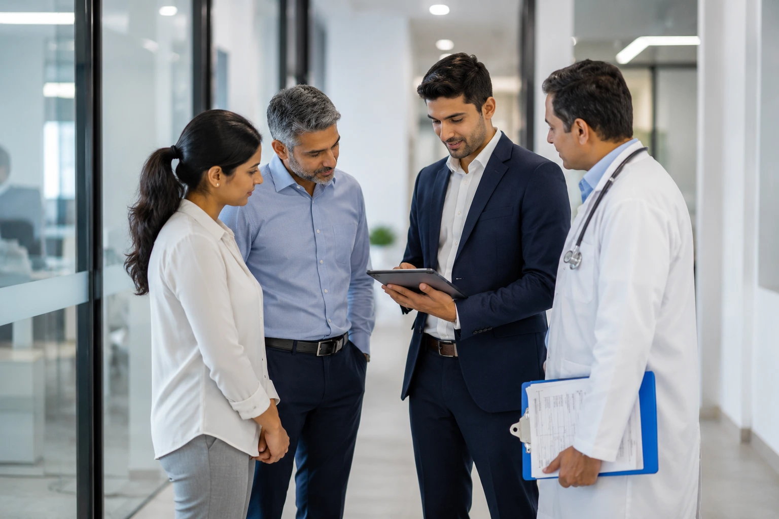 Clinician reviewing financial documents