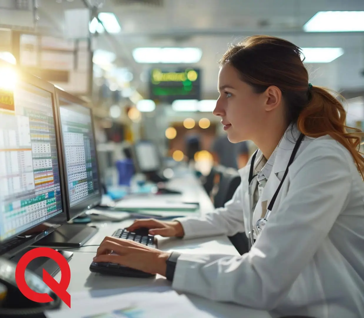 Practice owner reviewing transcription reports